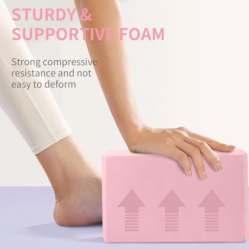 Yoga Block 2 Pack 9"x6"x3", Sturdy Yoga Foam Blocks, High Density & Non Slip Surface for Pilates & Stretching, Fitness Acc...