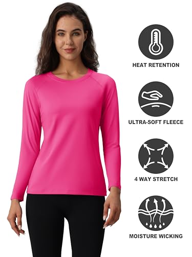 MAGCOMSEN Women's Thermal Shirts Fleece Pullover Long Sleeve Undershirt Tops Warm Workout Winter Base Layer