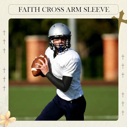 Bunnycool 2 Pairs Cross Arm Sleeve Christian Compression Arm Sleeve Youth Football Baseball Volleyball
