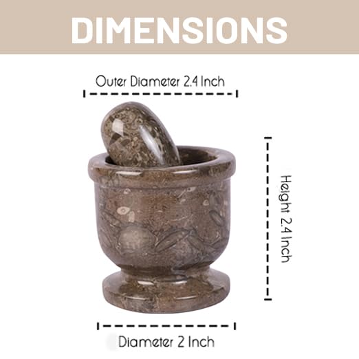 Exquisite Marble Mortar and Pestle Set - Your Ultimate Kitchen Essential for Grinding Spices, Making Guacamole, Salsa, Pesto, and Crushing Pills (Oceanic, Oval Shape (2.5"))