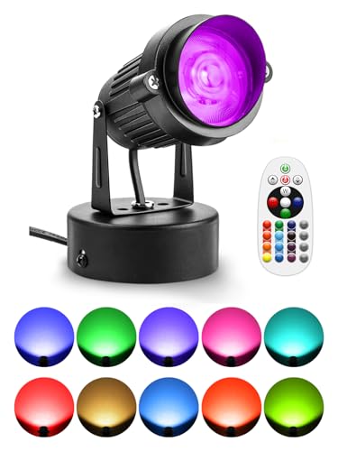 ZUCKEO 10W LED Spot Lights Indoor RGBW Color Changing Uplighting Indoor with Remote, 120V Christmas Spotlight Up Lights Pl...