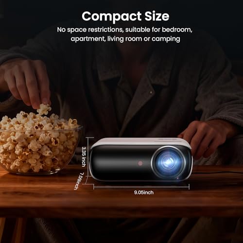 HAPPRUN Native 1080P Bluetooth Mini Projector, Full HD Portable Outdoor Movie Projector with Built-in Speaker, Compatible ...