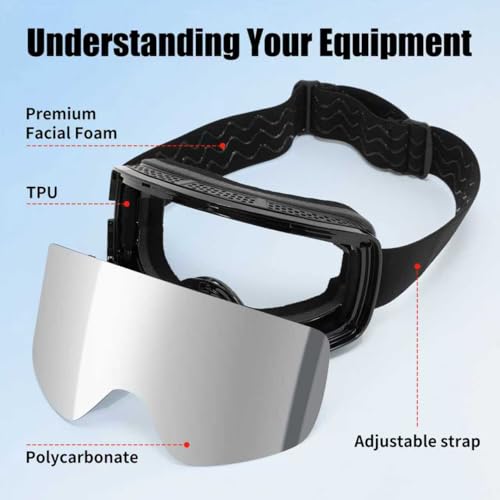 VCOROS Snowboard Ski Goggles Men Women Frameless Anti Fog OTG Snow Goggles Skating Skiing Snowmobile Detachable Lens