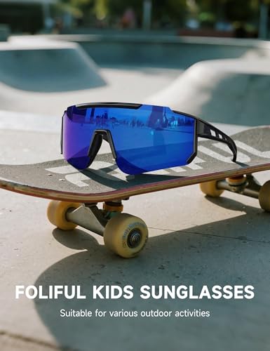 Foliful Kids Polarized Baseball Sunglasses for Boys Girls - Youth Softball Cycling Sports Sunglasses UV Protection Goggles