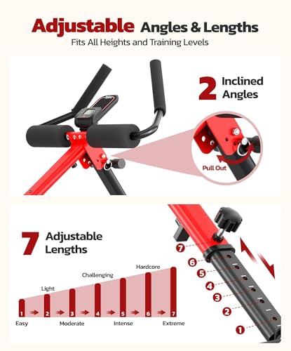 Yoleo 2 in 1 Ab & Rowing Machines for Home, Foldable Ab Workout Equipment, Ab Trainer Machine for Stomach Workout, Ab Crun...