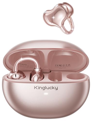 Kinglucky Upgraded Open Ear Earbuds, Clip-On Earbuds Comfortable fit, Crystal-Clear Sound, 50H Play, Open Ear Headphones W...