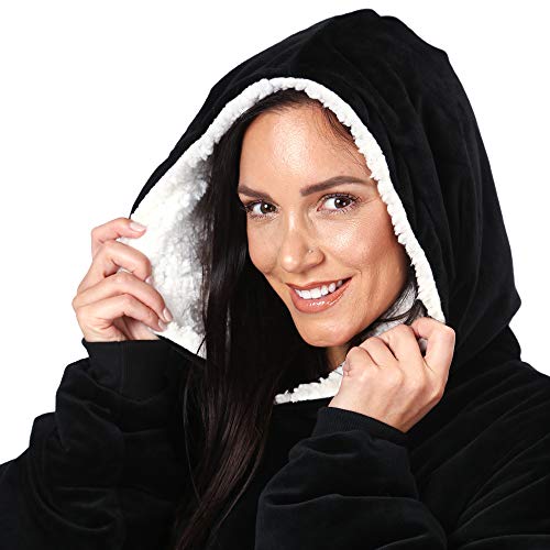 THE COMFY Original | Sherpa Lined Microfiber Fleece Wearable Blanket, Oversized Design with Hood and Pocket from Shark Tank