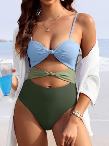 ANRABESS Women One Piece Swimsuits Tummy Control Bathing Suit Twist Cutout Adjustable Straps Swimwear Beach Vacation Clothes