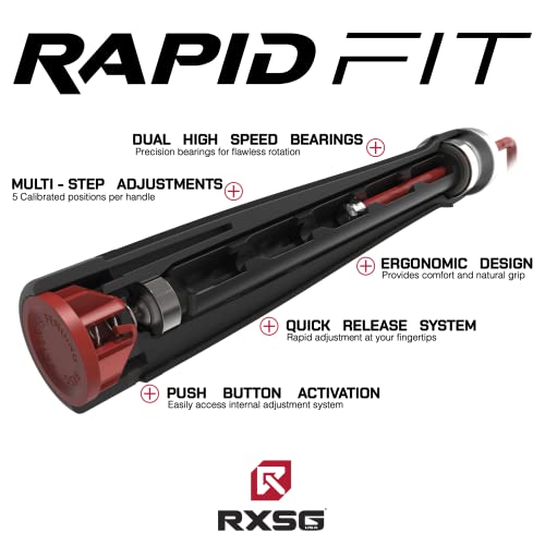 RX Smart Gear RapidFit Jump Rope | Adjustable Jumping Rope w/Ergonomic Dual Bearing Handles, Fitness Skipping Rope for Exe...