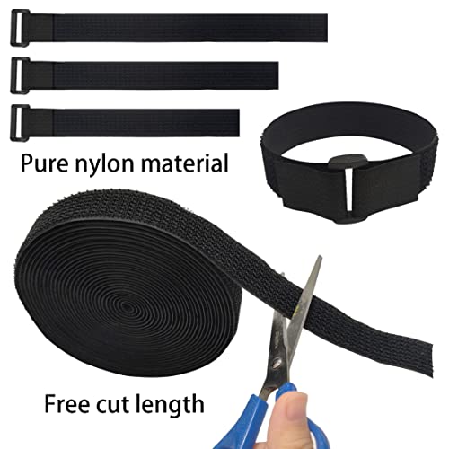 UONIKA 40ft Hook and Loop Straps with 60 Buckles, Adjustable Reusable Cable Straps, Arbitrarily Cut Fixing Nylon Cinch Strap