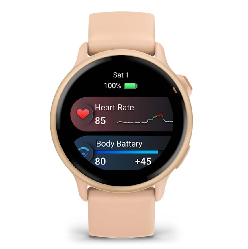 Wearable4U Garmin Vivoactive 6 - Health & Fitness Smartwatch, 1.2 in Bright AMOLED Display, GPS Sports Tracking, Up to 11 Days of Battery, Metallic Pink Dawn & Pink Dawn Band w Black Earbuds Bundle