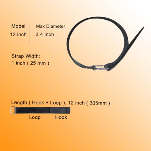 VIGAER 12 inch Reusable Fastening Cable Straps - Hook and Loop Fixing Straps - 12 Pack