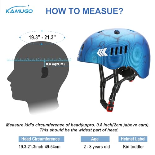 KAMUGO Kids Bike Helmet Set, Toddler Helmet for Ages 2-8 Boys Girls with Sports Protective Gear Set Knee Elbow Wrist Pads ...