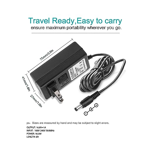16.8V AC/DC Massage Gun Charger Adapter Compatible with LifePro Sonic, Sonic Mini,Fusion X, Sonic Pro, Youdgee H1 Mini, Me...