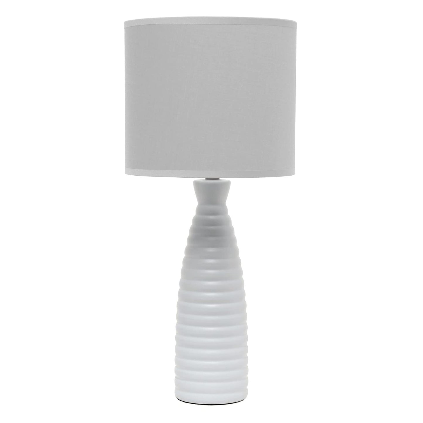 Simple Designs LT2076-GRY Ceramic Ribbed Bottle Table Lamp, Gray, Pack of 1