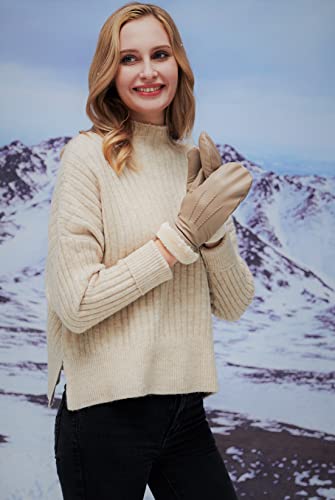 YISEVEN Women's Winter Genuine Leather Gloves Mittens