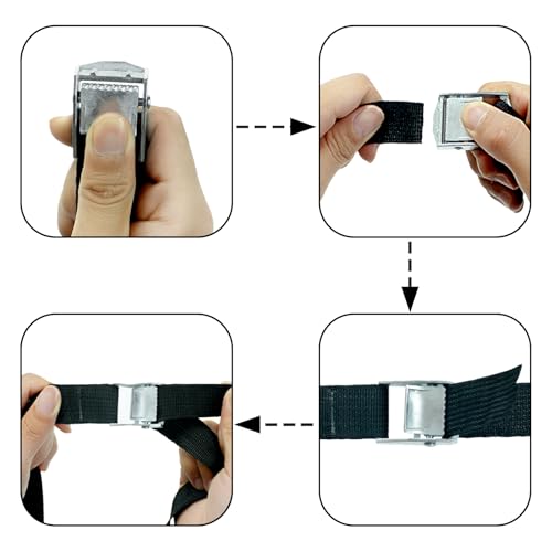 10 Pack Cam Buckle Straps, Lashing Straps with Buckles Adjustable, 1" x 78" Cam Buckle Tie Down Straps for Securing Luggag...