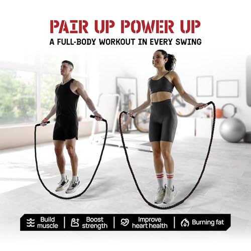 Yes4All Weighted Jump Rope, 2.8LB Heavy Skipping Rope with Anti-Slip Double Layer Handle & Protective Sleeve for Fitness, ...