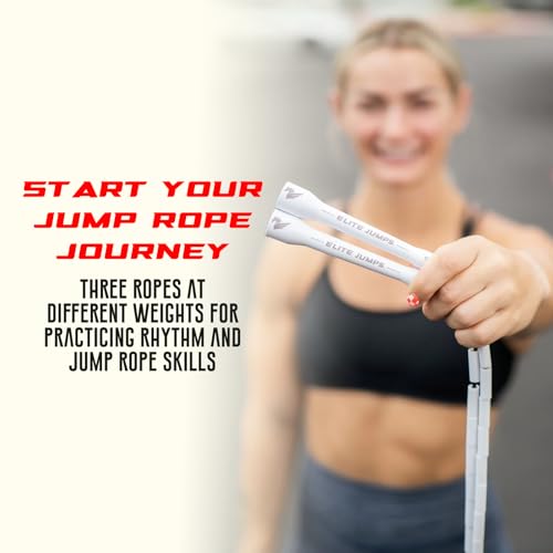Elite Jumps - Beginner Progression Bundle - 3 Weighted Jump Ropes & Storage Case - Ropes for Beginners, Intermediates, & A...
