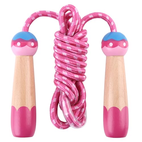 Jump Rope for Kids, Lorvain Adjustable Skipping Rope, Kids Jump Ropes with Wooden Handle for Girls Boys, Weighted Jumping ...