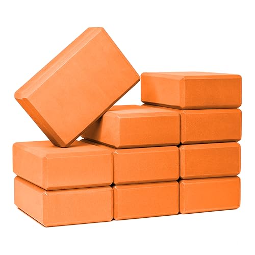 Hello Fit 3" Yoga Block, 10 Pack Bulk EVA Foam Yoga Blocks, Firm and Supportive Yoga Brick, Balance Foam for Stretching, P...
