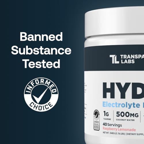 Transparent Labs Hydrate Sugar Free Electrolytes Powder - Hydration Powder Electrolytes with Coconut Water, Calcium, Tauri...