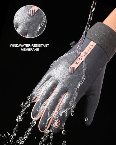 Bawnhaw Lightweight Winter Running Gloves for Women Touchscreen Warm Polar-Fleece Liners Windproof Cycling Driving Non-Slip