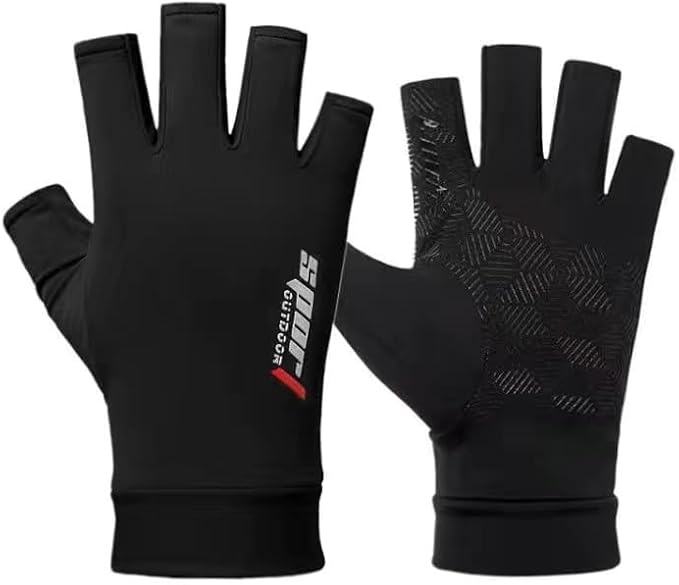 OVOY Sun-UV-Protection-Gloves for Men Women Fingerless Driving Gloves Non-Slip Half Finger Hiking Workout Gloves for Outdoor