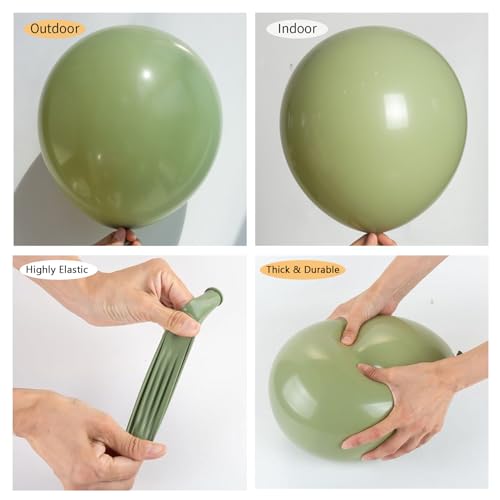 150pcs Sage Green Balloons Different Sizes Pack, 18 12 10 5 Inch Party Balloon Garland Arch Kit for Birthday Dinosaur Baby...