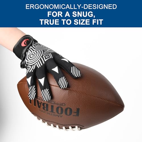 SPOMAT Youth Football Gloves Kids Silicone Grip Receiver Gloves with Super Stick Ability for Best Game Experience