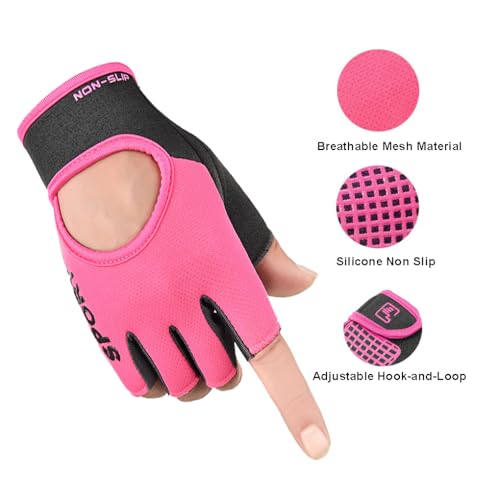 HinyBoeh Workout-Gloves for Men & Women - Fingerless Gym Gloves with Non-Slip Palm Breathable Lightweight for Weightliftin...