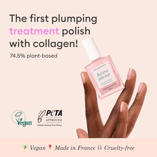 Manucurist Active Plump Nail Polish & Care - Collagen & Peach Extract - No Lamp - Nail Hydrator with Ultra-Glossy Baby Ros...