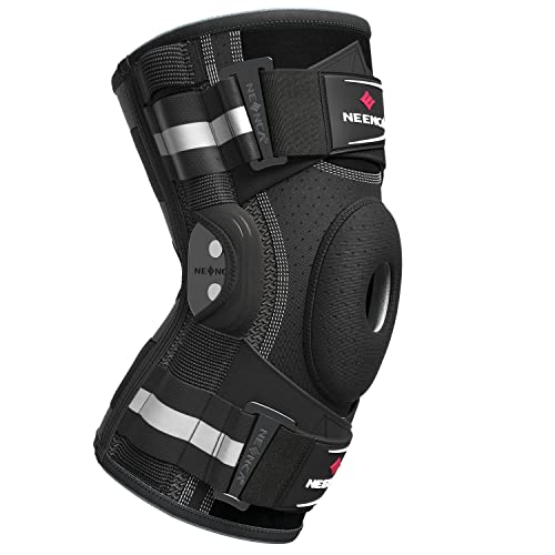 NEENCA Professional Knee Brace for Knee Pain, Hinged Knee Support with Patented X-Strap Fixing System, Strong Stability fo...