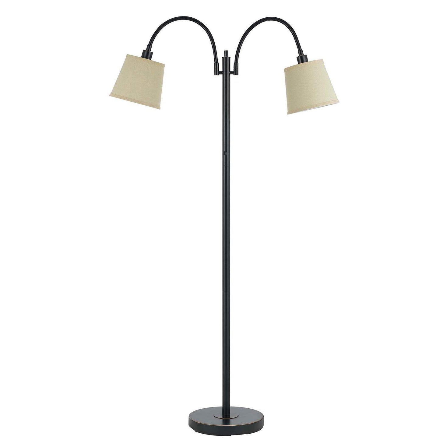 Homeroots Traditional 65 In. Floor Lamp - Two Light With Tan Square Shade, Metal Construction, Bronze Finish