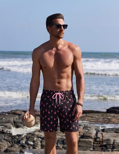 COOFANDY Mens Swim Trunks with Compression Liner Quick Dry 7 Inch Bathing Suit Beach Short with Zipper Pockets