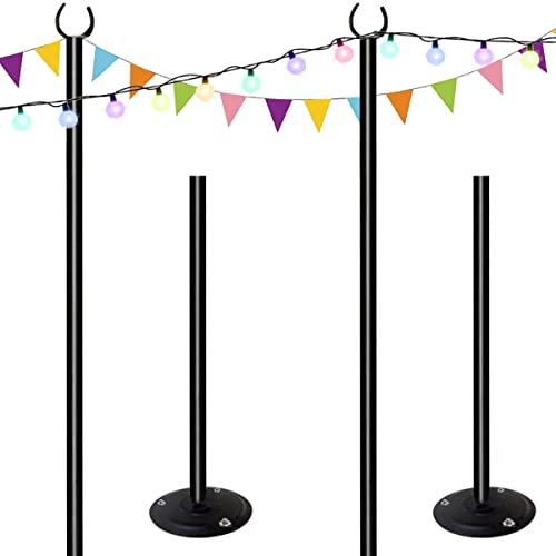 Tigerden 10ft String Light Poles for Hard Surfaces, Light Poles for Outdoor String Light, Perfect for Garden, Backyard, an...