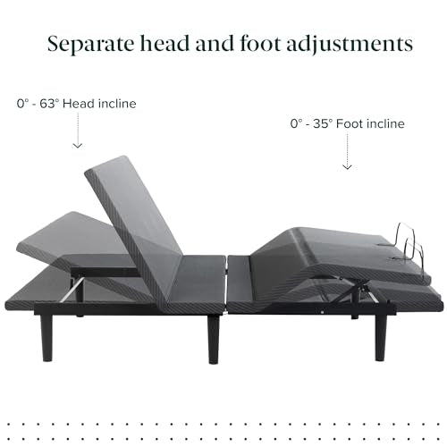 Zinus Nadia Adjustable Bed Frame, Electric Reclining Platform Bed Base, 5-Function Wireless Remote, Independent Head and F...