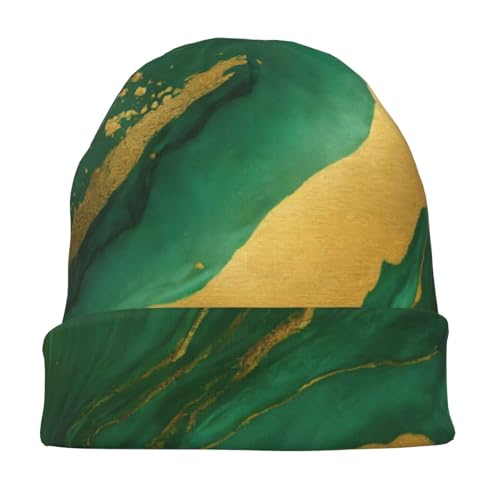 sackhg Black and Gold Geometric Print Winter Beanie Hat Men Women Soft Lightweight Thermal Cap for Outdoor Skiing Wear