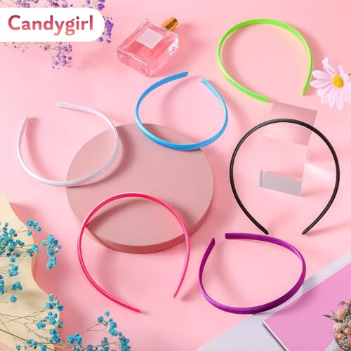 Candygirl HeadBands for Girls,DIY Satin Covered Girls Headbands,1cm Width Craft Headbands for Daily and Party(26pcs Per Pa...
