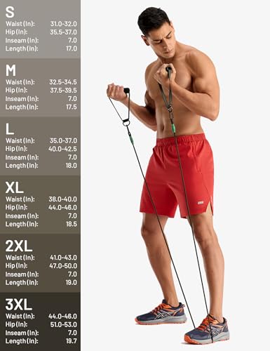 MIER Men's 2 in 1 Running Shorts - 7" Workout Gym Athletic Shorts for Men, Quick Dry Lightweight with Pockets for Training