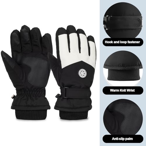OVOY Men Ski Winter Snow Gloves - Thick Windproof, Cold Weather, Touch-Screen Finger for Skiing Riding