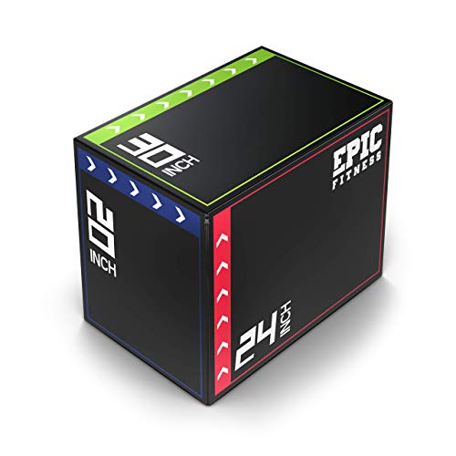 Epic Fitness 3-in-1 Foam Plyometric Jump Box - High-Density EPE Foam Core - Non-Slip & Easy-to-Clean PVC Leather Cover - B...