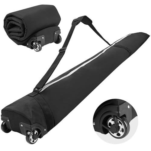AzReference Padded Ski Bag with Wheels, Rolling Wheeled Ski Bag for Air Travel, Store & Transport Double Skis Up to 200 cm