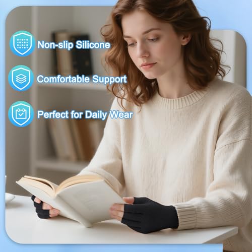 DRNAIETY 2-Pair Arthritis Compression Gloves- for Hand Arthritis, Carpal Tunnel Pain, Rheumatoid Arthritis, RSI, Fingerles...
