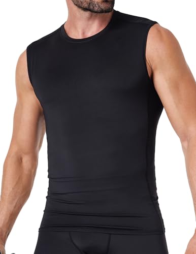 OYGSieg 5/6 Pack Men's Athletic Compression Shirts Sleeveless Tank Top Base Layer Sports Workout Shirts for Basketball