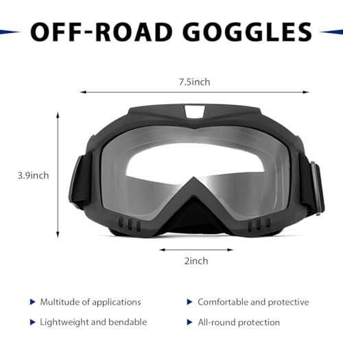 MUQIDA Dirt Bike Goggles, Dustproof Windproof Helmet Ski Goggles with Fog Lens, Wide Vision UV Protection Safety Glasses (...