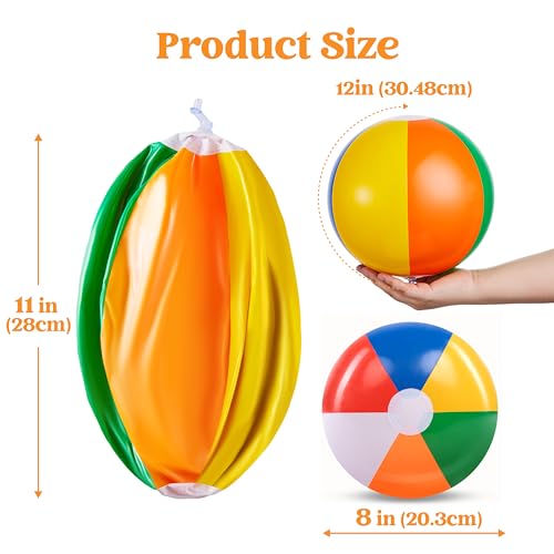 JOYIN 12-Pack 12“ Beach Balls - Bulk Classic Beachball Inflatable Swimming Pool Toys for Games Adults Kids Birthday Party ...