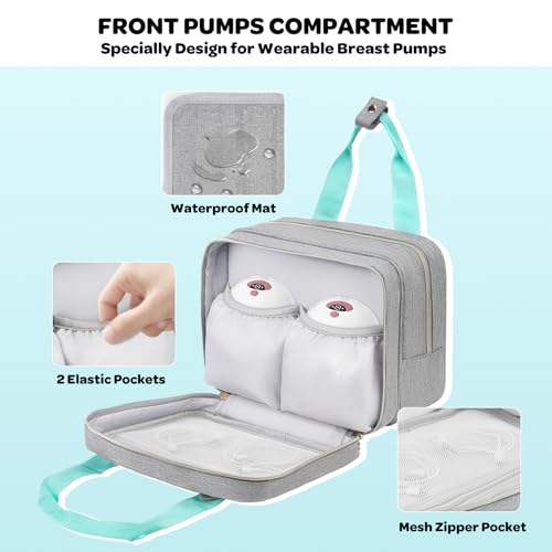 Wearable Breast Pump Bag with Cooler Compartment Compatible with Momcozy M5/S12 Pro, Elvie & Medela Pump in Style, Carryin...