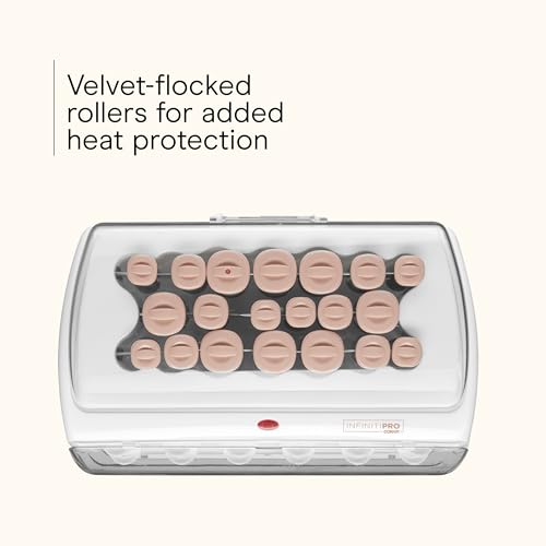 INFINITIPRO BY CONAIR Ceramic Flocked - Hot Rollers for Long, Medium, and All Hair - Hair Curler - Hair Roller Clips Inclu...