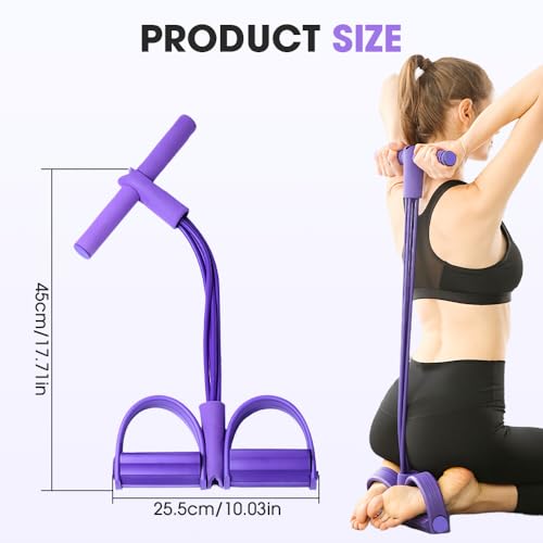 2026 New 21 Fitness Resistance Bands-4 Tube Pedal Ankle Puller, Resistance Band with Handle, Detachable and Adjustable Ped...